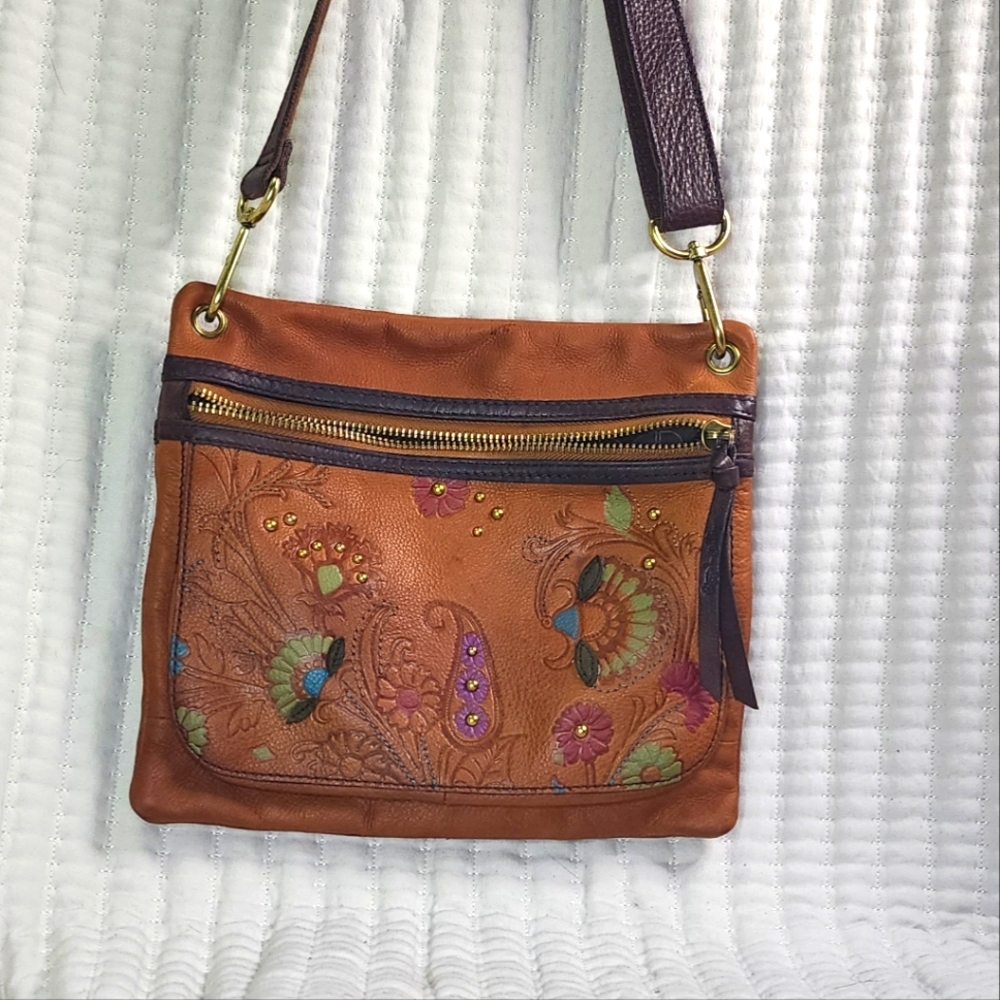 Vintage Fossil Leather Crossbody Messenger Bag